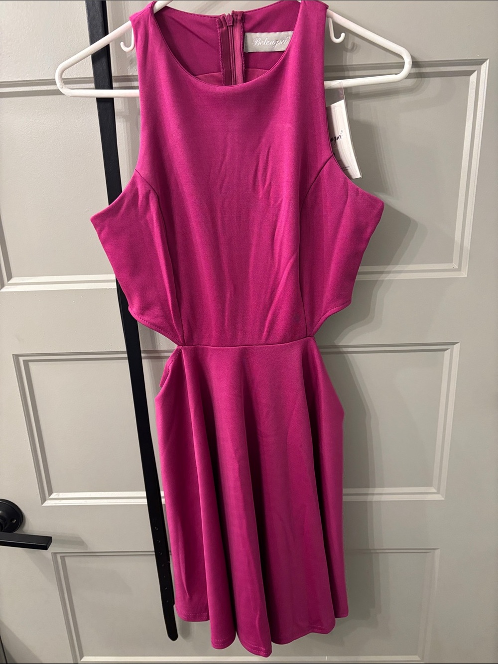 Fuchsia Sleeveless Fit-and-Flare Mini Dress by Velvet Heart